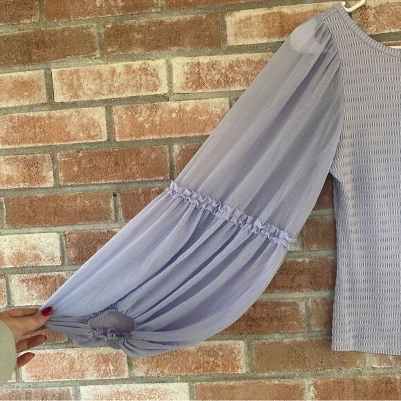 Anthropologie Balloon Sleeve Smocked Top Blouse Women’s Small S Purple - Picture 5 of 11